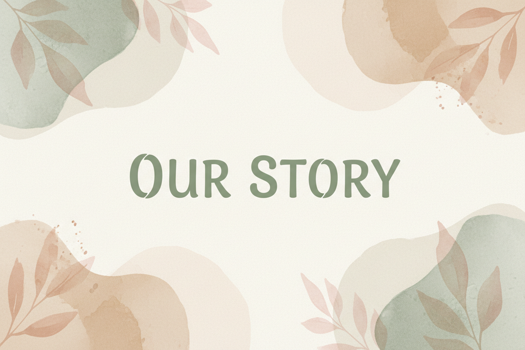 PERFECT. Please generate the same image, but without the subheading. Just make it say "our story"